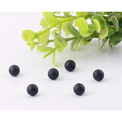 Natural Stone Beads 100pcs 10mm Matte Black Onyx Agate Dull Polish...