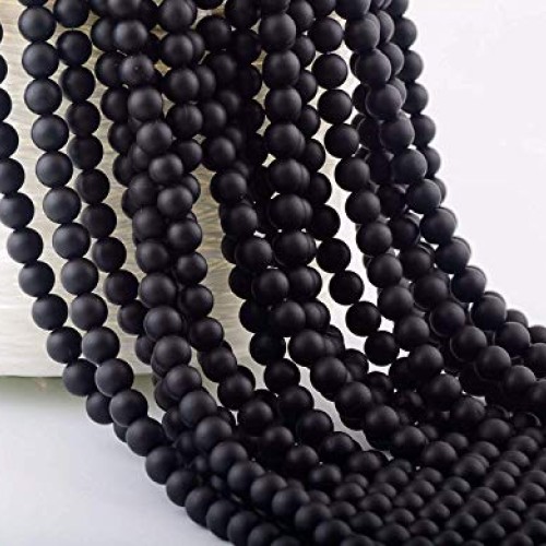 Natural Stone Beads 100pcs 10mm Matte Black Onyx Agate Dull Polish...