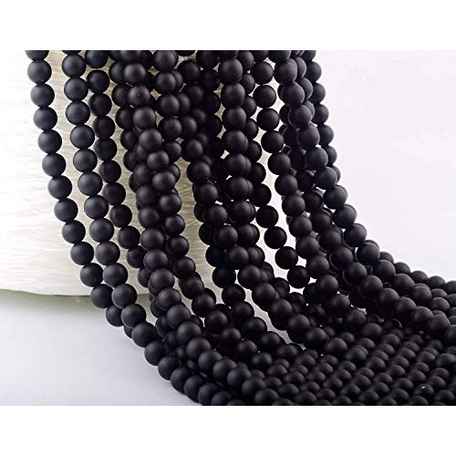 Natural Stone Beads 100pcs 10mm Matte Black Onyx Agate Dull Polish...