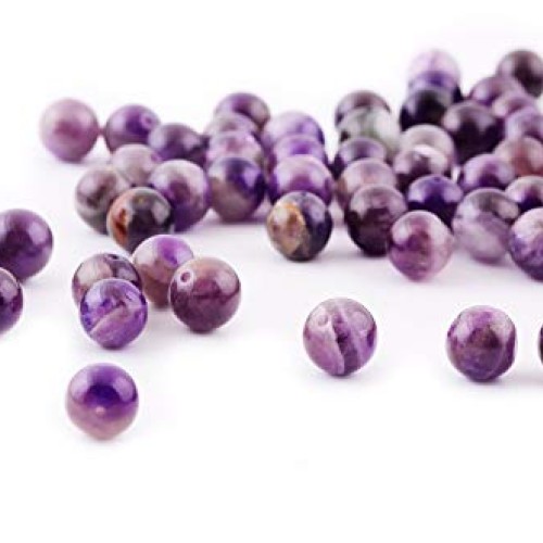 Natural Stone Beads 100pcs 8mm Amethyst Round Genuine Real Stone B...