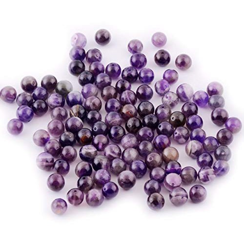Natural Stone Beads 100pcs 8mm Amethyst Round Genuine Real Stone B...