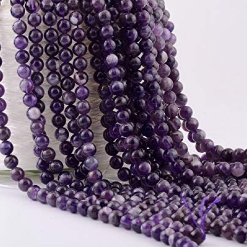 Natural Stone Beads 100pcs 8mm Amethyst Round Genuine Real Stone B...