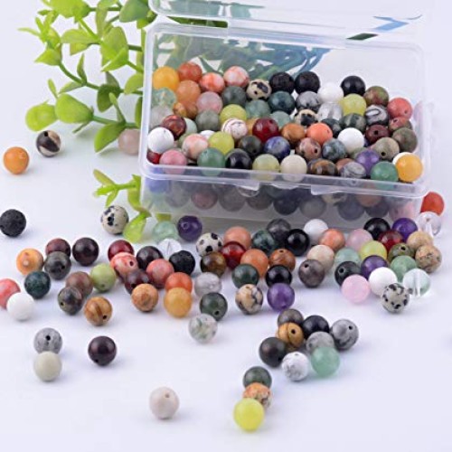 Natural Stone Beads 200pcs Mixed 8mm Round Genuine Real Stone Bead...