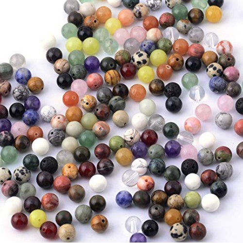 Natural Stone Beads 200pcs Mixed 8mm Round Genuine Real Stone Bead...