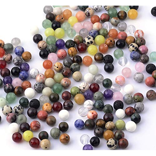 Natural Stone Beads 200pcs Mixed 8mm Round Genuine Real Stone Bead...