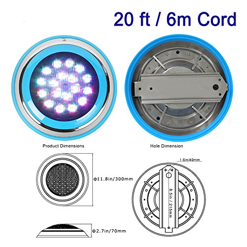 CNBRIGHTER LED Underwater Swimming Pool Lights,54W RGB Color Chang...