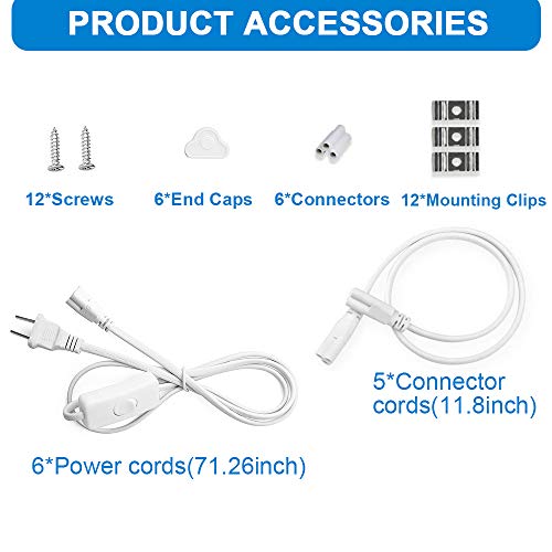 4FT LED Shop Light - 40W 5200Lm 6500K Super Bright White, Integr...