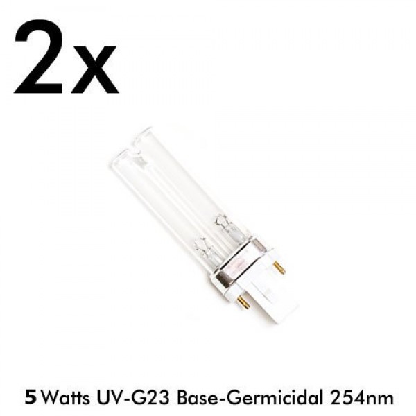 CNZ 5 Watts G23 Base UV-C Germicidal Ultraviolet Light Bulb QTY 2