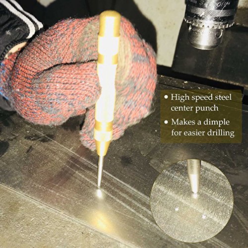 CO-Z HSS 5PCS Titanium Step Drill Bit Set with Automatic Center Pu...