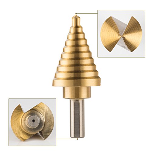 CO-Z HSS 5PCS Titanium Step Drill Bit Set with Automatic Center Pu...