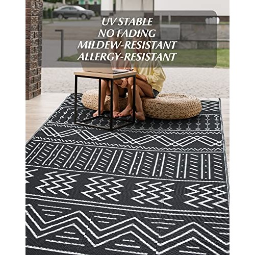 Outdoor Rug Carpet Waterproof 5x8ft Patio Rug Mat Indoor Outdoor A...
