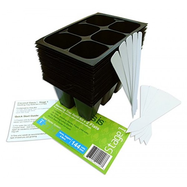 144 Cells Seedling Starter Trays, 10 Plant Labels and Quick Start ...