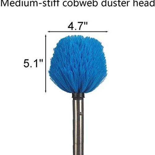 COCONUT Cobweb Duster with Pole, Medium Stiff Bristles Cobweb Dust...