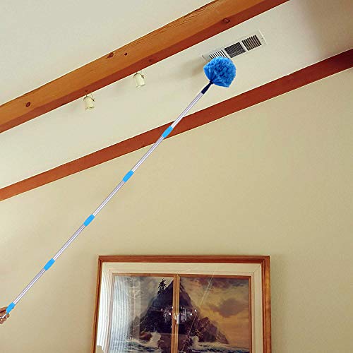 COCONUT Cobweb Duster with Pole, Medium Stiff Bristles Cobweb Dust...
