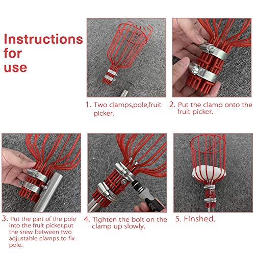 COCONUT Fruit Picker Tool, Fruit Picker with Basket and Pole Easy ...