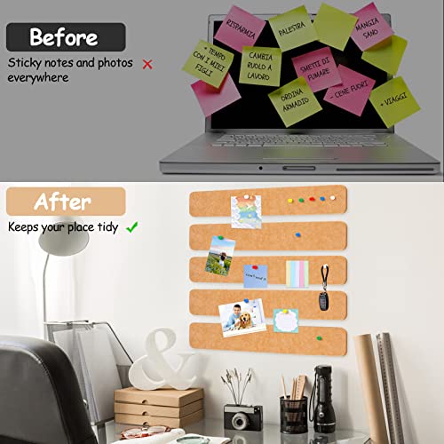 5 Pack Bulletin Board Strips, COIDEA Felt Pin Board Bar with 35 Pu...