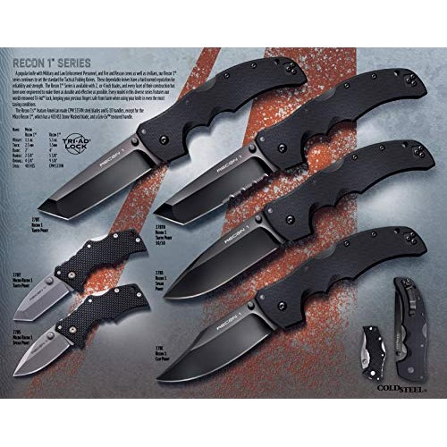 Cold Steel Recon 1 Folder Clip Pt. 4In Bold 9-3/8In Overall Foldin...