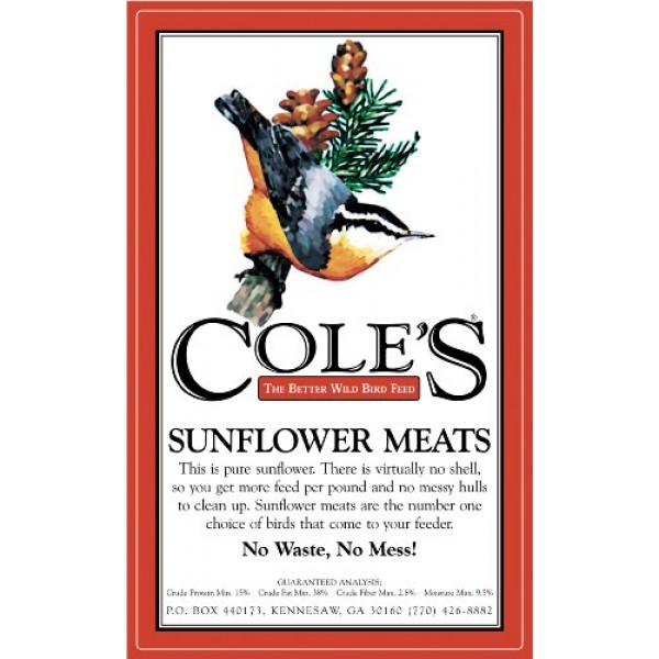 Coles Wild Bird Products SM10 10 Pound Sunflower Meats Seed