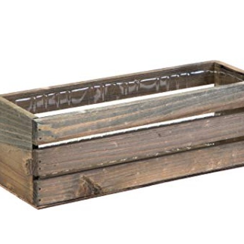 Wood Planter Box with Wine Crate Styled, 12x4 Inch Rectangular, Ru...