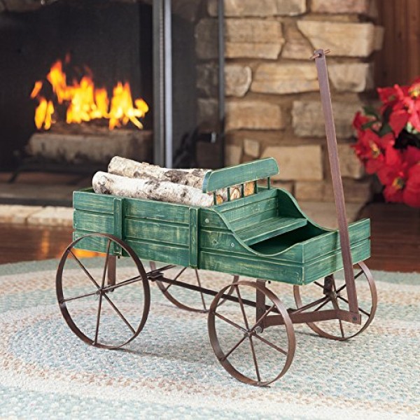 Amish Wagon Decorative Indoor/Outdoor Garden Backyard Planter, Blue