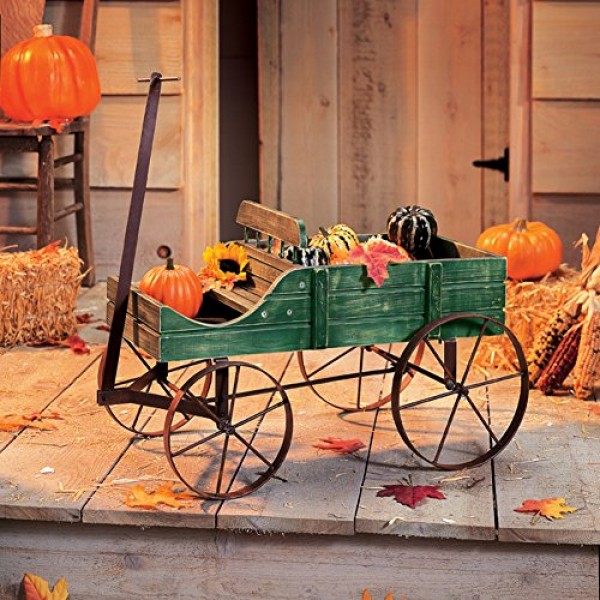 Amish Wagon Decorative Indoor/Outdoor Garden Backyard Planter, Blue