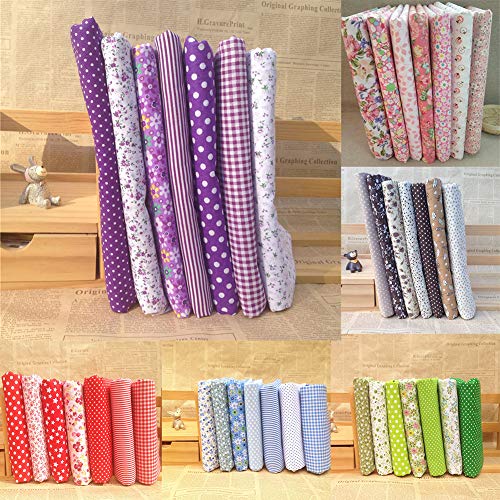 collectvoice 7Pcs Polka Dot Flower Pattern Cotton Fabrics,25x25cm ...