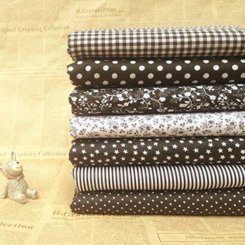 collectvoice 7Pcs Polka Dot Flower Pattern Cotton Fabrics,25x25cm ...