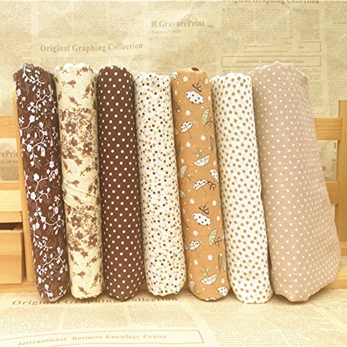 collectvoice 7Pcs Polka Dot Flower Pattern Cotton Fabrics,25x25cm ...