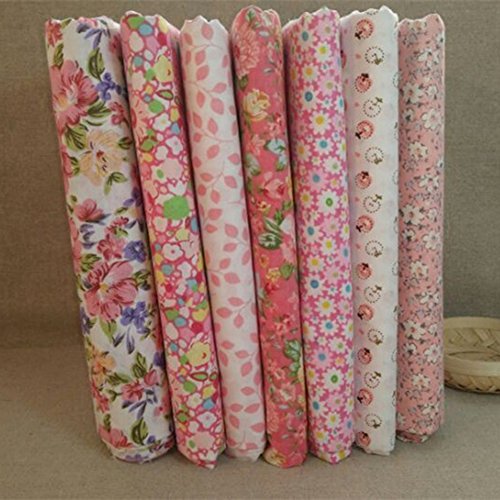 collectvoice 7Pcs Polka Dot Flower Pattern Cotton Fabrics,25x25cm ...