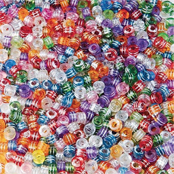 Color Splash! Metallic Striped Pony Bead Assortment Bag of 825