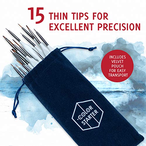 Miniature Detail Paint Brushes -15 pc Fine Tip Painting Set with E...