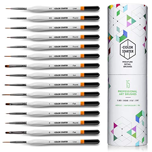 Miniature Detail Paint Brushes -15 pc Fine Tip Painting Set with E...