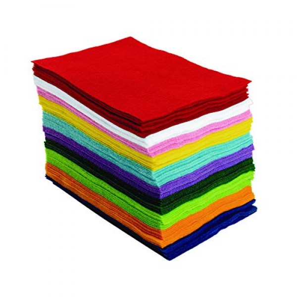 Colorations 100% Polyester Felt Sheets 6 x 9, 10 colors, 1mm Thi...