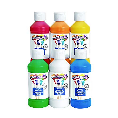 Colorations Simply Washable Tempera Paints, 8 fl oz, Set of 6 Colo...