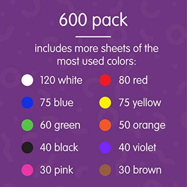 Construction Paper Pack, 10 Assorted Colors, 9 x 12, 600 Sheets,...