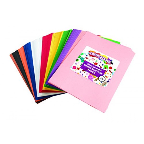 Construction Paper Pack, 10 Assorted Colors, 9 x 12, 600 Sheets,...