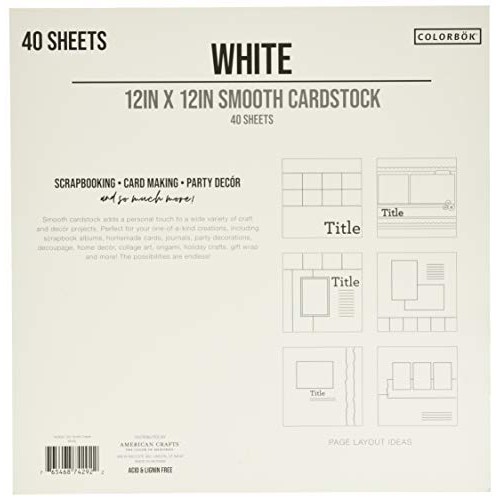 Colorbok White 12x12in Smooth Cardstock