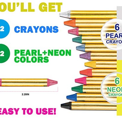 ColorMaster Face Paint Crayons for Kids– 12 Pearl/Metallic & Neon ...