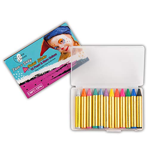 ColorMaster Face Paint Crayons for Kids– 12 Pearl/Metallic & Neon ...