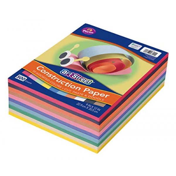 Pacon Art Street Lightweight Construction Paper, 10 Assorted Color...