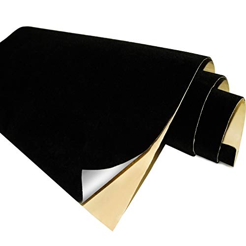 Black Self Adhesive Velvet Fabric Sticky Felt Sheets for Art & Cra...