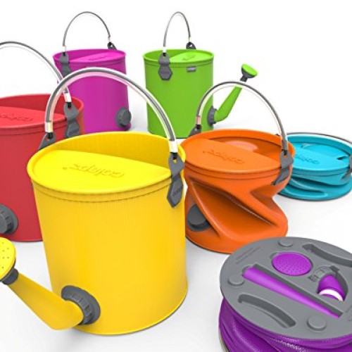COLOURWAVE Collapsible 2-in-1 Watering Can/Bucket, 7-Liter, Red Hot