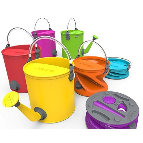 COLOURWAVE Collapsible 2-in-1 Watering Can/Bucket, 7-Liter, Red Hot