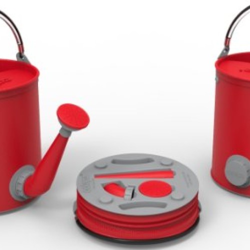COLOURWAVE Collapsible 2-in-1 Watering Can/Bucket, 7-Liter, Red Hot