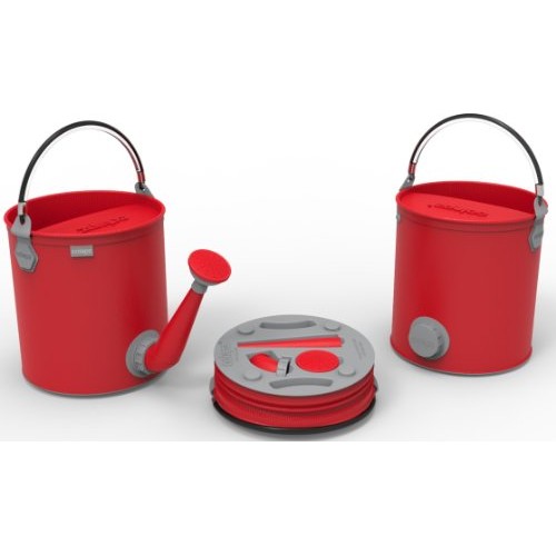 COLOURWAVE Collapsible 2-in-1 Watering Can/Bucket, 7-Liter, Red Hot