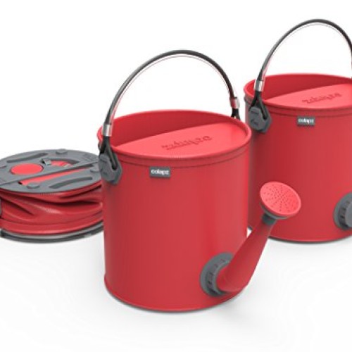 COLOURWAVE Collapsible 2-in-1 Watering Can/Bucket, 7-Liter, Red Hot