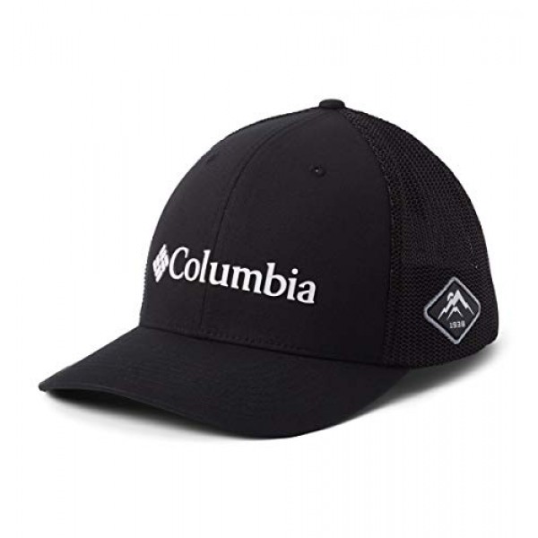 Columbia Mens Mesh Ballcap, Black/White, Small/Medium