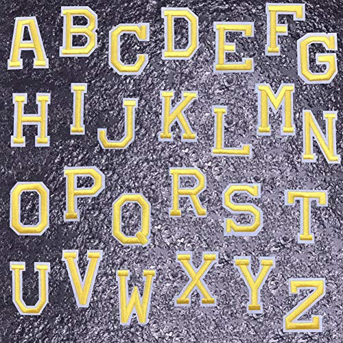 Letter Iron on Patches Sew on Applique Patches Gold Yellow Letter ...