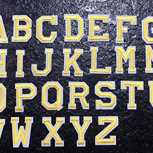 Letter Iron on Patches Sew on Applique Patches Gold Yellow Letter ...