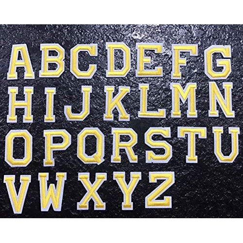 Letter Iron on Patches Sew on Applique Patches Gold Yellow Letter ...